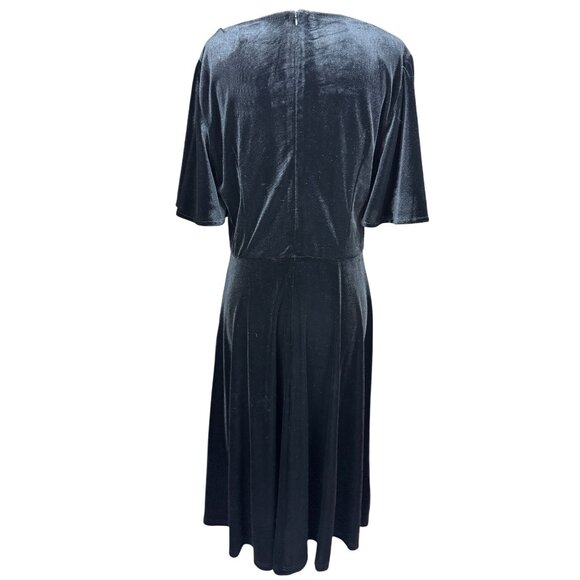 NEW Meetjen Black Velvet Sequin Top Flutter Sleeve Midi Holiday Parties Dress - Picture 3 of 11